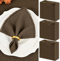 Showgeous 60 Pack Brown Cloth Napkins with Fringe, 16x16 inch 100% Cotton by Showgeous