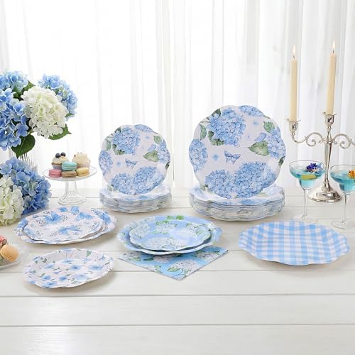 NatNarr 50 Set Floral Plates and Napkins Hydrangea Party Decor - Image 4