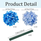 65Pcs Mixed Blue Hydrangea Artificial Flowers Bulk，Realistic Silk Fake Flowers with Stems，Faux Hydrangea Flowers for Wedding Home Decor Centerpieces Living Room Garden Party Baby Shower Decor - Image 2