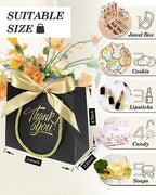 EQOREIIN 100 Pack Small Thank You Gift Bags with Handles & Ribbon, Black - Image 2