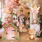 5Pcs Pink Fairy First Birthday Decorations, Large Bunny Bear Deer Fairy House Cardboard Cutout, Woodland Fairy Baby Shower Photo Booth Prop Princess Birthday Party Outdoor Indoor Decor - Image 6