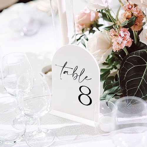 White Arch Acrylic Table Numbers with Stands 1-30, 5x7" White Arched Acrylic Sign and Bases, Arch Table Numbers for Centerpiece Wedding Reception - Image 5
