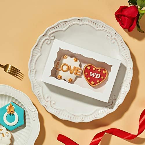RomanticBaking 50 Pack White Cookies Boxes 7 x 4 3/8 x 1 1/2inches Auto-Popup Sturdy Bakery Boxes with Window,Macaron Boxes Hot Chocolate Bombs Boxes Cakesicle Boxes - Image 6