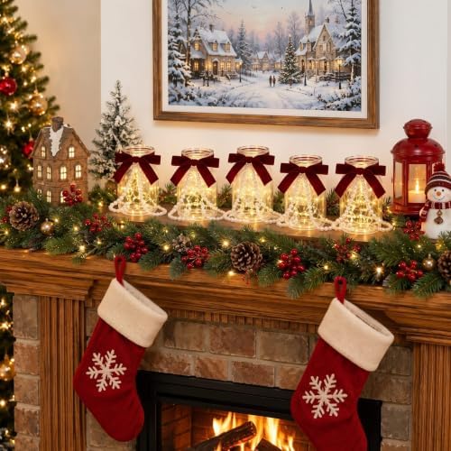 6 Set Christmas Mason Jars Centerpieces Table Decorations - Image 5