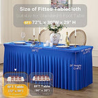 4 Pack Spandex Royal Blue Tablecloths for 6 Foot Rectangle Tables, Wrinkle Free Fitted Table Cloths 6ft Stretchy Table Clothes for Parties Weddings Birthday Banquet Baby Shower - Image 5