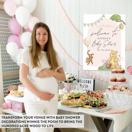 Andaz Press Personalized Classic Bear Baby Shower Decorations, “Our Little Honey Is on the Way” Custom Baby Shower Welcome Sign Decor, Vintage Classic Bear Decorations - Image 5