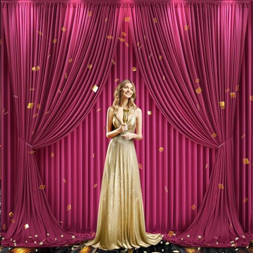 Burgundy Backdrop Curtain for Parties Wedding Wrinkle Free Maroon Photo Curtains Backdrop Drapes Fabric Decoration for Birthday Engagement Ceremony 5ft x 7ft,2 Panels - Image 5