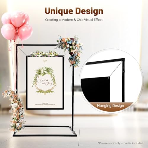 Wedding Welcome Sign Stand Easel Stand for Sign with Blackboard Wedding Sign Holder for Seating Charts Welcome Poster Stand for Baby Showers, Event Party - Image 3