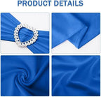 Pack of 120 Spandex Chair Sashes Bows Stretch Chair Cover Band with Buckle Slider Universal Elastic Chair Ties for Wedding Banquet Party Event Decoration (Royal Blue) - Image 3