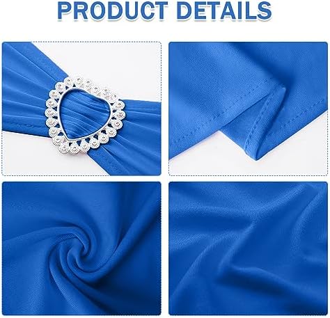 Pack of 60 Spandex Chair Sashes Bows Stretch Chair Cover Band with Buckle Slider Universal Elastic Chair Ties for Wedding Banquet Party Event Decoration (Royal Blue) - Image 3