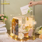 Acrylic Wedding Card Box with Picture Frame, Acrylic Card Box with Slot, Clear Gift for Wedding Reception Anniversary Graduation Birthday Party Baby Shower - Image 4