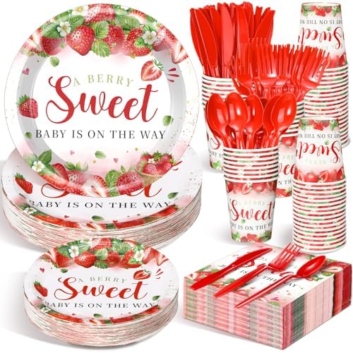 Dandat 350 Pcs Baby Shower Set, Strawberry, Red by Dandat