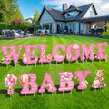 Chumia 13 Pcs Welcome Baby Yard Signs Baby Shower Yard Sign with Stakes, 15 Inch Tall Girl Boy Lawn Sign Gender Reveal Outdoor Decoration Welcome Newborn Announcement for Party Decorations(Pink) by Chumia