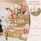 Baby Shower Decoration for Girl, Pink Rose Gold Baby Shower Party Supplies, Floral Gender Reveal Party Decor, Baby Boxes, Mom to Be Sash and Dad to Be Pin, Pink Balloon Arch Backdrop Tablecloth - Image 3