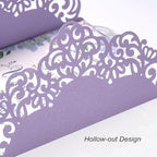 50pcs Purple Wedding Invitations with Envelopes and Rsvp Cards Luxury Pearl - Image 5