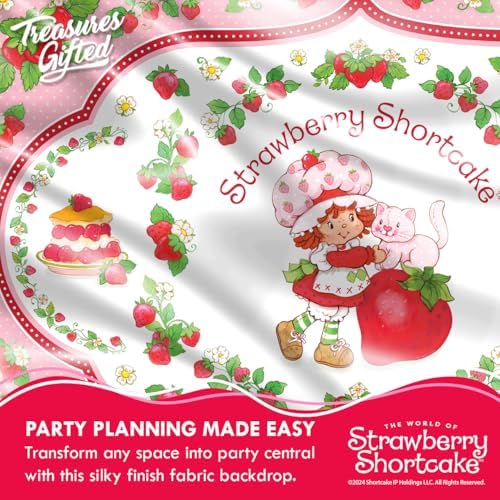 Treasures Gifted Officially Licensed Strawberry Shortcake Backdrop - 4.3ft Tall x 6ft Wide Banner - Strawberry Shortcake Decorations - Birthday Party Supplies - Baby Shower Decorations - Image 4