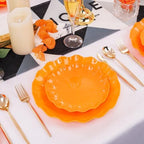 LIYH 24 Orange Plastic Plates Reusable for Thanksgiving Halloween 12 Guests - Image 6