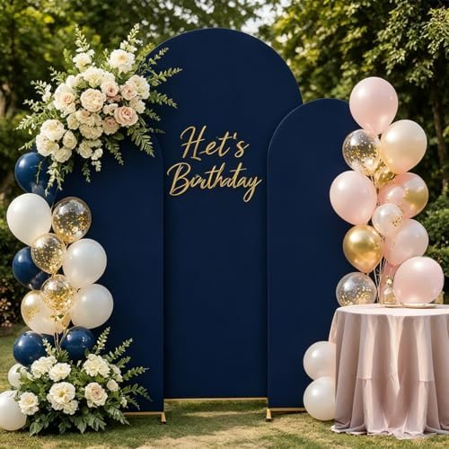 Navy Blue Arch Cover 7.2ft 6.6ft 6ft Spandex Arch Backdrop Cover Set of 3 - Image 3