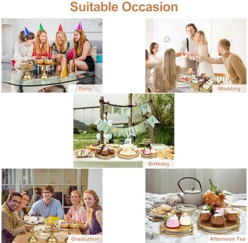 MACIFECI Gold Dessert Table Display Set, 11PCS Metal Gold Cake Stand Set, Including Cupcake Tower Stand, Dessert Tray, Risers Stands, for Wedding, Party - Image 4