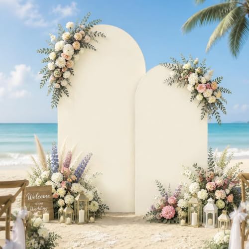 Beige Arch Cover 7.2 and 6ft Spandex Wedding Arch Backdrop Cover Set of 2 - Image 4