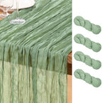 DeZerlor Sage Green Cheesecloth Table Runners 4 Pack Summer Boho Runners by DeZerlor