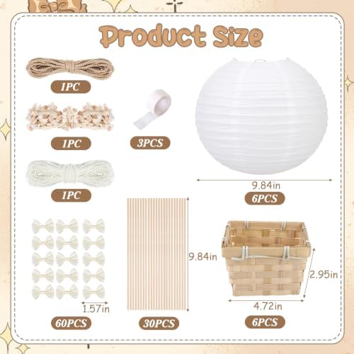Serencatcher Hot Air Balloon Table Centerpieces 6 Sets DIY Hot Air Balloon Paper Lanterns Craft Kit with Baskets Bows Pearl Chain for Neutral Baby Shower Wedding Birthday Bridal Shower Party Decor - Image 2