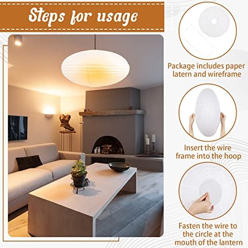 Retisee 2 Pcs Oval Paper Lantern Shade for Party Wedding, 24 Inch, White - Image 2