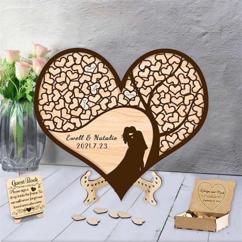 Personalized Heart Tree Wedding Guest Book Alternative Custom Tree of Life Wedding Guest Book Reception Frame Wedding Decorations for Reception Sign in Book Guests,D-Family Tree Guestbook-5 by Smallduuck