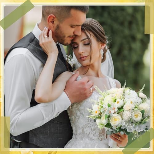 Tigeen 6 Bundles Artificial Flowers Bouquet for Wedding, White - Image 6