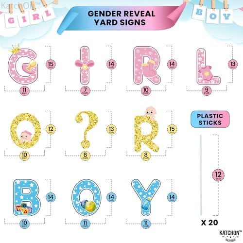 KatchOn Boy or Girl Yard Sign, Pcs 10, Gender Reveal Decorations - Image 2