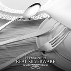 400 Pieces Pre Rolled Silver Plastic Cutlery Set, Individually Wrapped Plastic Silverware Set with 100 Forks, 100 Knives, 100 Spoons, 100 Napkins, Utensils for Weddings, Service for 100 Guests - Image 6