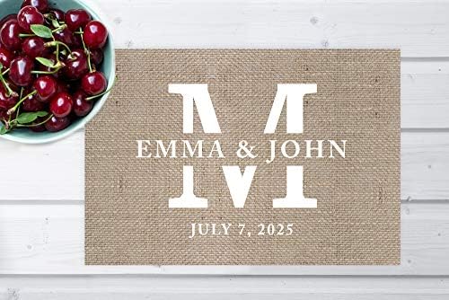 Andaz Press Custom Personalized Disposable Paper Placemats, 12 x 18 Inch, Set of 25, Rustic Burlap Monogram, Tableware, Dining, Tabletop, Table Setting for Wedding, Bridal Shower - Image 4