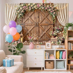 20x10ft Wedding Backdrop Rustic Floral Flower Wooden Wall Backdrop Bridal Baby Shower Ceremony Photography Background Shabby Chic Countryside Western Anniversary Wedding Party Birthday Photo Prop - Image 4