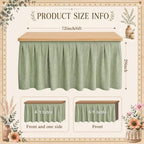 Tingjoo Pastel Green 6 ft x 30'' Teacher Desk Skirts Linen Textured - Image 3