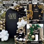Metal Arch Stand and Cover Set,1 Black Spandex Fitted Backdrop with 1 Gold Wedding Arched Stand Frame for Parties Birthday Baby Shower Bridal Banquet Decoration (7.2FT) - Image 6