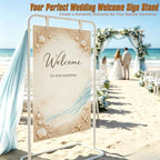 Wedding Welcome Sign Stand, White Sign Holder with Leather Straps - Image 4