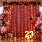 20x10ft Burgundy Tulle Backdrop Curtain with Lights String for Parites, Sheer Backdrop Curtains for Wedding Baby Shower Birthday Party Photo Shoot Decorations - Image 2