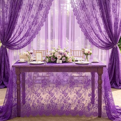 Rustic Lace Table Cloths Vintage Table Centerpieces 60 x 120 Inch 2pcs - Image 2
