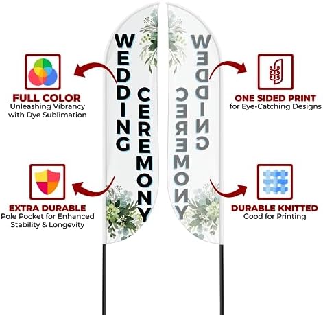 Wedding Ceremony Sign feather flag Pole Kit for Outdoor by Mavis Printing|15 FEET Long Polyester Outdoor Banner Flag Easy Hang|HD Print Swooper Flag Pole Mount to Celebrate Wedding Ceremony - Image 4