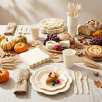 Vyntra Ivory Paper Plates, Cups & Napkins, 350 Pcs Scalloped Party Set - Image 5