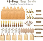 Baby Bottle Shaped Acacia Wood Cheese Board Gift Set - Premium Baby Shower Prizes for Game Winners, Gender Reveal & Bridal Shower Party Favors for Guests Acacia Wood 6 Sets - Image 2