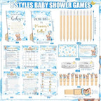 Funnymoom 426 Piece Blue Bear Baby Shower Games Set 8 Games for 50 Guests - Image 3