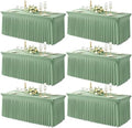 6 Packs Sage Green Spandex Tableclothes for 6 Foot Rectangle Tables, Wrinkle Free 6ft Fitted Table Cover Stretch Table Cloth Desk Skirt for Weddings Baby Shower Birthday Party Banquet Decorations by PartyTalk
