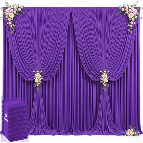 40ft x 12ft Purple Backdrop Curtains Wrinkle Free Backdrop Curtain for Wedding Parties Purple Fabric Backdrops Drapes Back Drop Cloth Bridal Shower Stage Curtains Wedding Decorations for Reception by Tao-GePartyDecorations