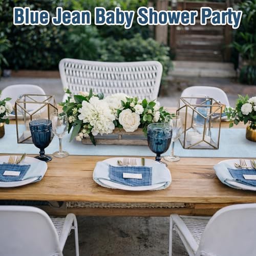 6 Pcs 72 x 13'' Blue Jean Baby Shower Table Runner Decorations - Image 5