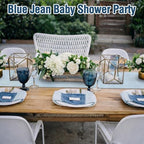 12 Pcs 72 x 13'' Blue Jean Baby Shower Table Runner Decorations - Image 6