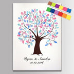 DIY Wedding Guest Book Alternative Fingerprint Wedding Tree Lovebirds Guests Book with Inkpad Thumbprint Attendance Engagement Gift Party Decorations-80x120cm by Unknown