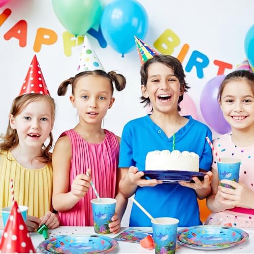 Pickmesh 250 Pcs Under The Sea Party Supplies Ocean Theme Paper Plates Napkins and Cups Sea Animal Disposable Tableware Set Underwater Creatures Party Decorations for Birthday Baby Shower Serve 50 - Image 5
