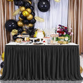 Table Skirt for Teacher Desk Classroom Baby Shower Halloween, Black, 12ft by Genafy