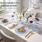 Rubtlamp 60Pcs Clear Blue Plastic Plates, Hammered Blue Plates, Clear Fancy Disposable Plates With Gold Rim Include 30 Dessert Plates, 30 Dinner Plates for Party - Image 4